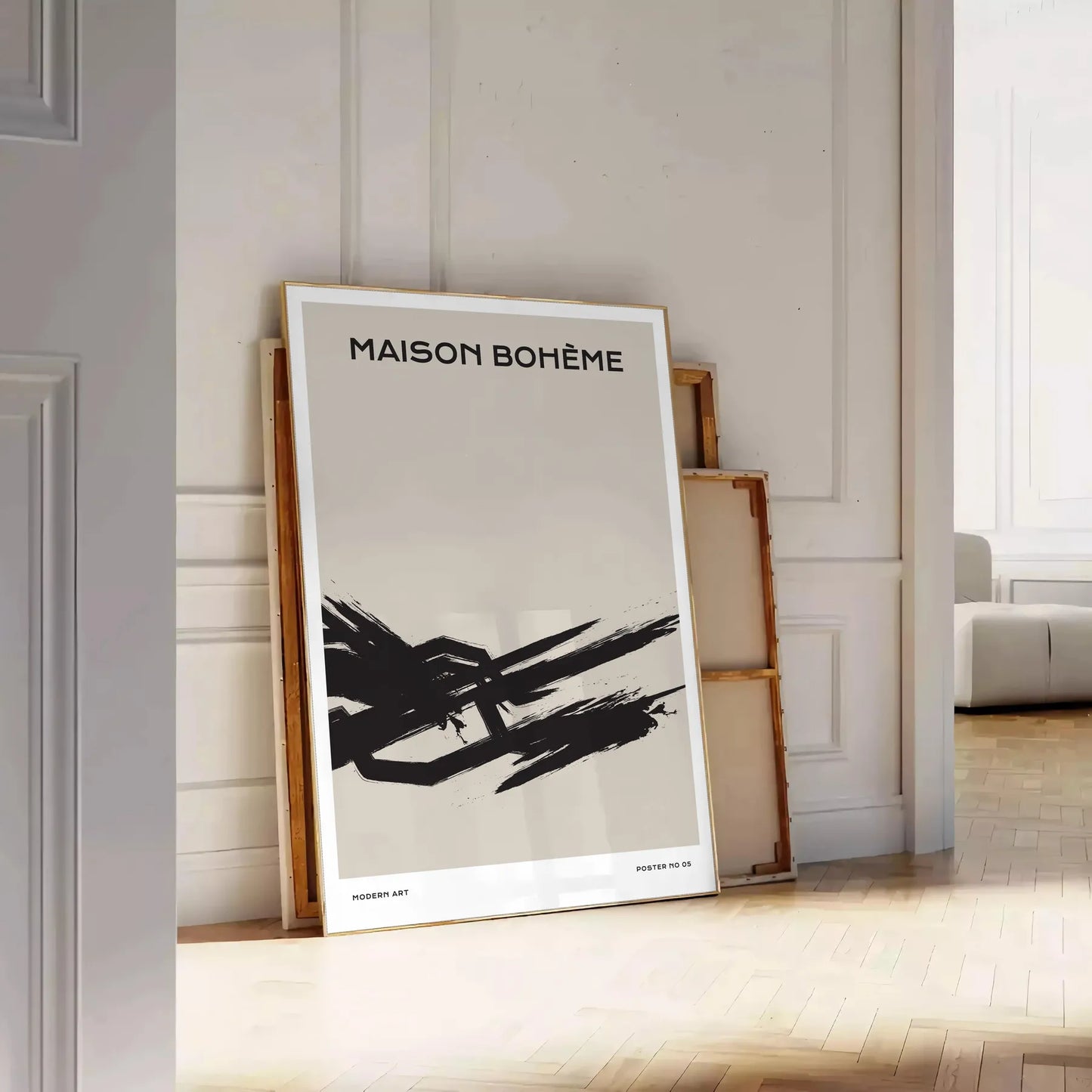 space Shape Bohemian Art Poster black orange hues unique wall modern design style perfect gift lovers room print