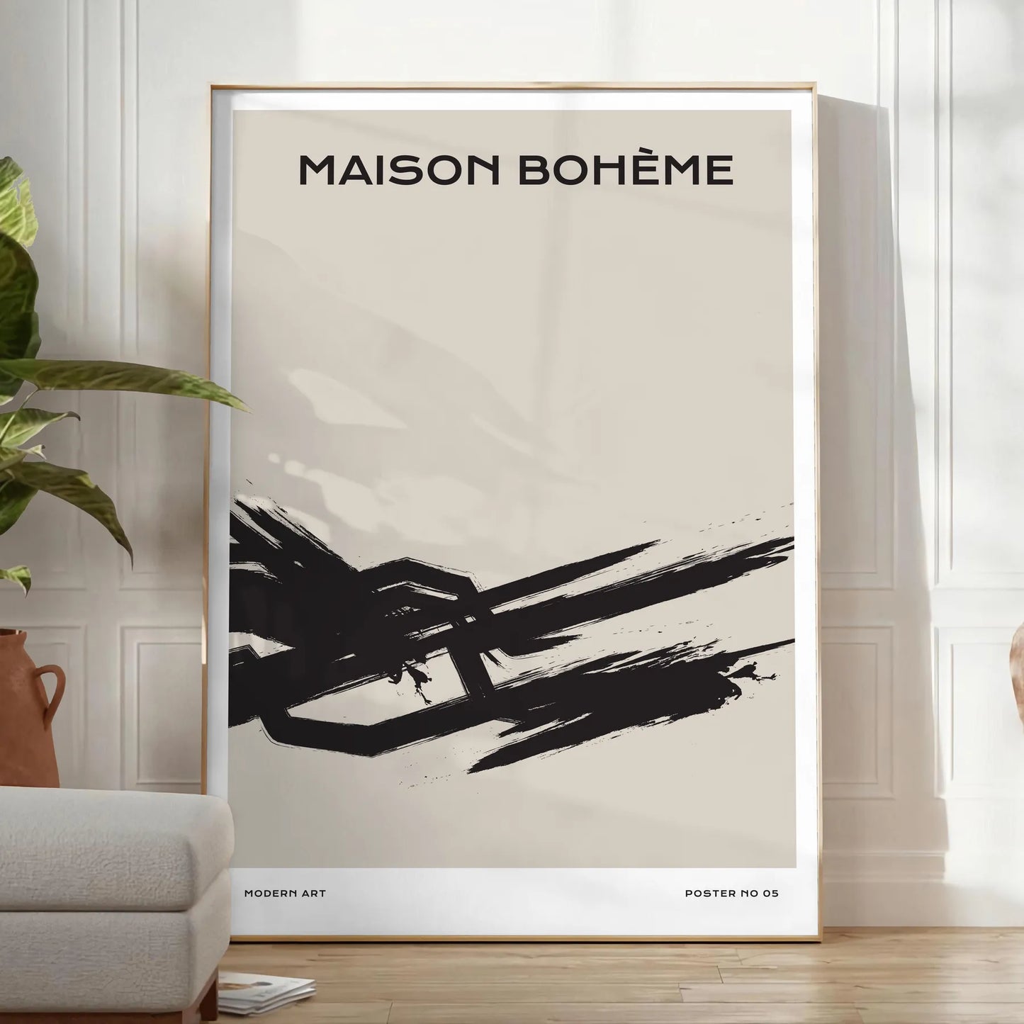 space Shape Bohemian Art Poster black orange hues unique wall modern design style perfect gift lovers room print